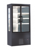Murale refrigerato, porte a battente, zona esposizione in acciaio inox - Lt 357 - colore nero - +0°/+2°C - cm 100x57x200h