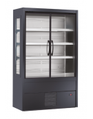 Murale refrigerato, porte a battente, zona esposizione in acciaio inox - Lt 435 - colore nero - +0°/+2°C - cm 120x57x200h