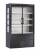 Murale refrigerato, porte a battente, zona esposizione in acciaio inox - Lt 435 - colore nero - +0°/+2°C - cm 120x57x200h