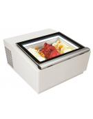 Vetrina da banco per N°3 vaschette gelato in acciaio verniciato bianco- Lt.78 -refrigerazione statica -16°/18*C- cm 67x75x39,2h