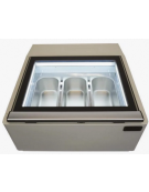 Vetrina da banco per N°3 vaschette gelato in acciaio verniciato bianco- Lt.78 -refrigerazione statica -16°/18*C- cm 67x75x39,2h