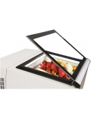 Vetrina da banco per N°3 vaschette gelato in acciaio verniciato bianco- Lt.78 -refrigerazione statica -16°/18*C- cm 67x75x39,2h