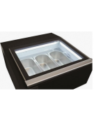 Vetrina da banco per N°3 vaschette gelato in acciaio verniciato nero - Lt.78 - refrigerazione statica -16°/18*C - cm 67x75x39,2h