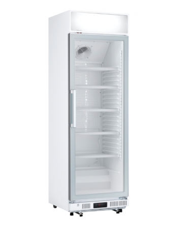 Vetrina bevande refrigerata con opalina colore bianco - Lt. 350 - Refrigerazione Roll-Bond +1°/+10° - Classe D - cm 68,5x68x194h
