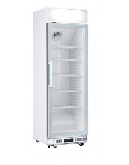 Vetrina bevande refrigerata con opalina colore bianco - Lt. 350 - Refrigerazione Roll-Bond +1°/+10° - Classe D - cm 68,5x68x194h
