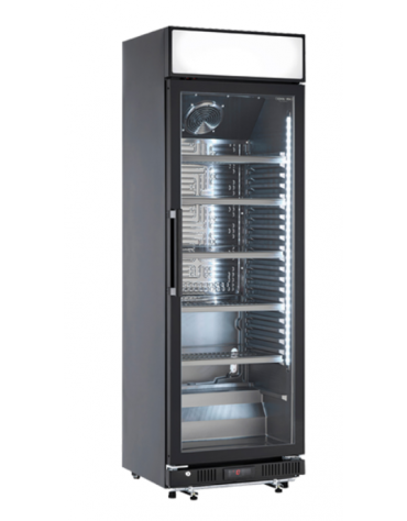 Vetrina bevande refrigerata con opalina colore nero - Lt. 350 - Refrigerazione Roll-Bond +1°/+10° - Classe D - cm 68,5x68x194h