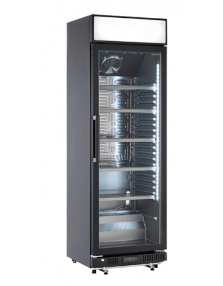 Vetrina bevande refrigerata con opalina colore nero - Lt. 350 - Refrigerazione Roll-Bond +1°/+10° - Classe D - cm 68,5x68x194h