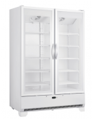 Vetrina bevande ventilata +1°/+10°C, in acciaio verniciato bianco con doppia porta a battente - Lt 1147 - cm 135x73,4x203,5h