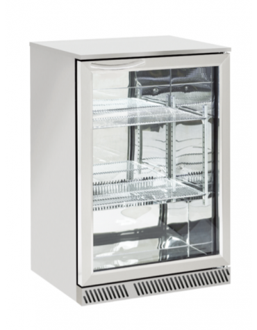 Frigo retrobanco per bevande ventilato +2°/+10°C, in acciaio AISI 304 con porta vetro a battente - Lt. 130 - cm 60x54,2x86,5h