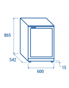 Frigo retrobanco per bevande ventilato +2°/+10°C, in acciaio AISI 304 con porta vetro a battente - Lt. 130 - cm 60x54,2x86,5h