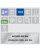 Frigo retrobanco per bevande ventilato +2°/+10°C, in acciaio AISI 304 con 2 porte vetro a battente - Lt. 215 - cm 90x54,2x86,5h