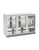 Frigo retrobanco per bevande ventilato +2°/+10°C, in acciaio AISI 304 con 3 porte vetro a battente - Lt. 330 - cm 135x54,2x86,5h