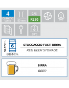 Banco birra alla spina in acciaio verniciato nero - N°6 fusti da Lt 20 - Refrigerazione ventilata +1°/+5°C - cm 123x64x99,4h