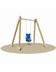 Altalena inclusiva 1 posto struttura in legno e trave tubo di acciaio - sedile a orsetto - cm 270x180x265h
