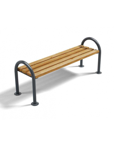 Panchina senza schienale per parco, 2 fianchi in ghisa sferoidale - doghe di legno di pino - cm 190x54x63h