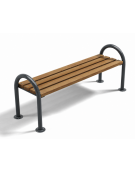 Panchina senza schienale per parco, 2 fianchi in ghisa sferoidale - doghe di legno esotico - cm 190x54x63h