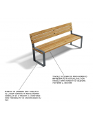 Panchina con schienale per parco, 2 fianchi quadrati in lamiera Dkp e doghe di pino nordico - cm 190x58x86h