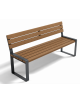 Panchina con schienale per parco -  fianchi quadrati in lamiera Dkp e doghe di legno esotico - cm 190x58x86h
