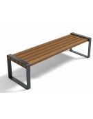 Panchina senza schienale per parco - fianchi quadrati in lamiera Dkp e doghe di legno esotico - cm 190x55x45h