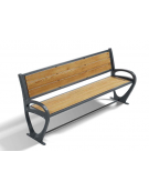 Panchina design con schienale e braccioli per parco -  gambe in alluminio pressofuso e doghe di pino nordico - cm 190x57x85h