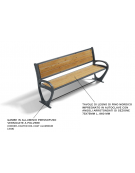 Panchina design con schienale e braccioli per parco -  gambe in alluminio pressofuso e doghe di pino nordico - cm 190x57x85h