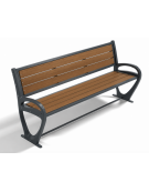 Panchina design con schienale e braccioli - gambe in alluminio pressofuso e doghe di legno esotico - cm 190x57x85h