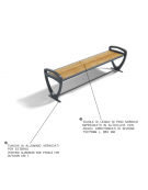 Panchina senza schienale per parco - fianchi in alluminio e doghe di legno di pino nordico - cm 190x48x55h