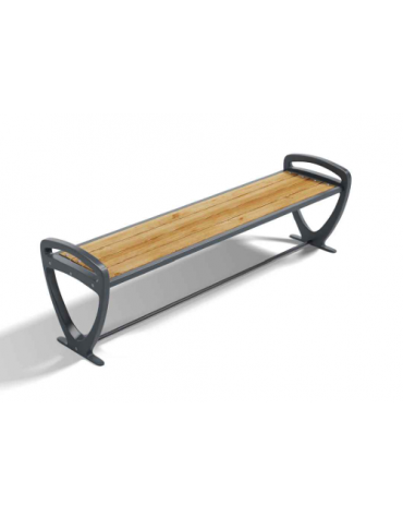 Panchina senza schienale per parco - fianchi in alluminio e doghe di legno di pino nordico - cm 190x48x55h