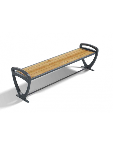 Panchina senza schienale per parco - fianchi in alluminio e doghe di legno di pino nordico - cm 190x48x55h