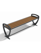 Panchina senza schienale per parco - fianchi in alluminio e doghe di legno esotico - cm 190x48x55h