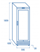 Armadio congelatore statico -15°/-25°C con porta a vetro- esterno in lamiera verniciata bianca - Classe D - cm 59,5x63,8x185,9h