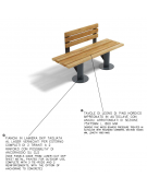 Panchina con schienale ridotto per parco - struttura in lamiera Dkp e doghe in legno di pino nordico - cm 190x54x81h