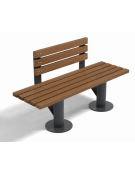Panchina con schienale ridotto per parco - struttura in lamiera Dkp e doghe in legno esotico - cm 190x54x81h