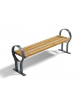 Panchina senza schienale per parco - braccioli design circolare - gambe in ferro e doghe di pino nordico - cm 190x40x63h