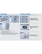 Armadio congelatore statico -15°/-25°C con opalina e porta a vetro - esterno in lamiera verniciata bianca - cm 59,5x63,8x198,4h