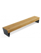Panchina moderna senza schienale per parco - fianchi in lamiera e doghe in legno di pino nordico - cm 300x52x45h