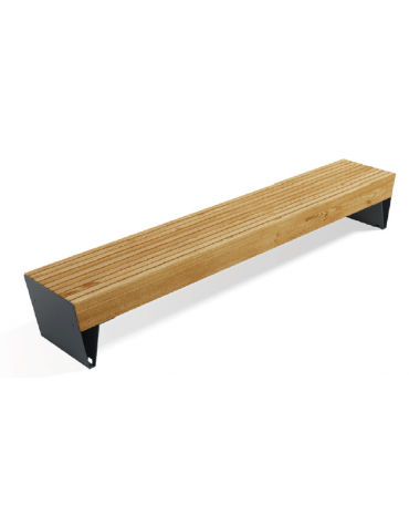 Panca moderna senza schienale per parco - fianch in lamiera e doghe in legno di pino nordico - cm 300x52x45h