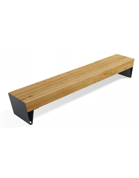 Panca moderna senza schienale per parco - fianch in lamiera e doghe in legno di pino nordico - cm 300x52x45h