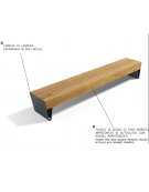 Panca moderna senza schienale per parco - fianch in lamiera e doghe in legno di pino nordico - cm 300x52x45h