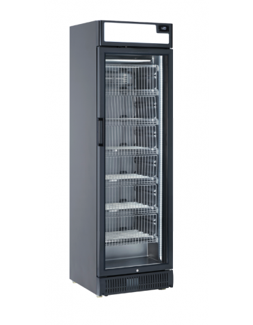 Armadio congelatore statico -15°/-25°C con opalina e porta a vetro - esterno in lamiera verniciata nera - cm 59,5x63,8x198,4h