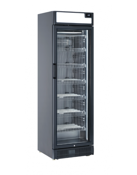 Armadio congelatore statico -15°/-25°C con opalina e porta a vetro - esterno in lamiera verniciata nera - cm 59,5x63,8x198,4h