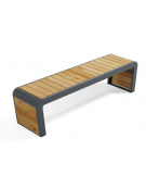 Panchina design moderno senza schienale - struttura in lamiera Dkp e doghe in legno di pino nordico - cm 190x45x45h