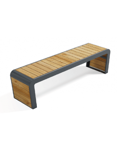 Panchina design moderno senza schienale - struttura in lamiera Dkp e doghe in legno di pino nordico - cm 190x45x45h