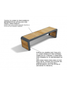 Panchina design moderno senza schienale - struttura in lamiera Dkp e doghe in legno di pino nordico - cm 190x45x45h