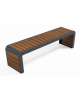 Panchina design moderno senza schienale - struttura in lamiera Dkp e doghe in legno esotico - cm 190x45x45h