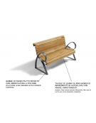 Panchina con schienale per esterno - struttura in ferro e doghe in legno di pino nordico - cm 190x73x89h
