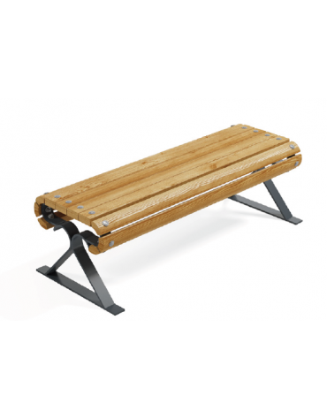 Panchina senza schienale per esterno - fianchi a forma triangolare in lamiera Dkp e doghe di pino nordico - cm 190x60x45h