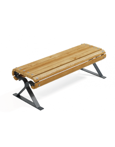 Panchina senza schienale per esterno - fianchi a forma triangolare in lamiera Dkp e doghe di pino nordico - cm 190x60x45h