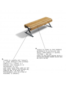 Panchina senza schienale per esterno - fianchi a forma triangolare in lamiera Dkp e doghe di pino nordico - cm 190x60x45h