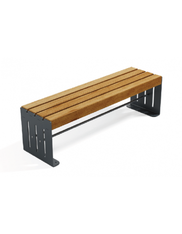 Panchina design moderno senza schienale - fianchi in lamiera Dkp e doghe di legno di pino nordico - cm 190x42x45h